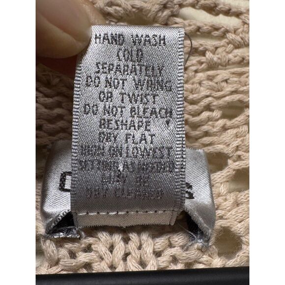 CHICO'S Pointelle Knit Open Front Long-Line Cardigan Sweater, Tan, Sz 2 (L) - Picture 6 of 6